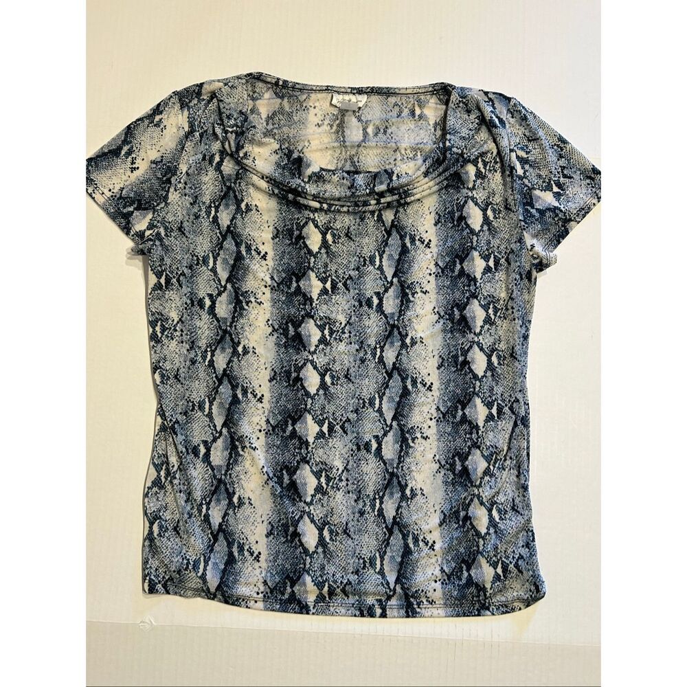 Lot of 2 Jaclyn Smith Collection Snakeskin Print Cowl Neck Career Blouses Size M - Picture 8 of 13